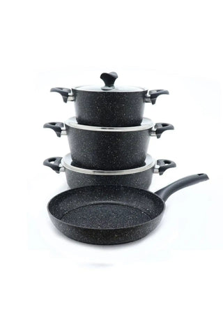 7 piece Granite Cookware Set Black