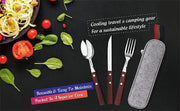 Stainless Steel travel utensils With Case Healthy & Eco-Friendly  Full Size Fork Spoon Portable Utensils Set With Storage Bag