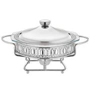 Luxury Golden Oval Food Warmer Hotel Wedding Chafing Dish Stainless Steel Glass Serving Dish Buffet Server and Hot Pot