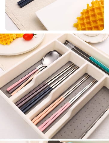 8Pcs Tableware Set Stainelss Steel Cutlery Set Korean Spoons Chopsticks Dinner Set Kitchenware Dinnerware Set Spoon Cutlery Set