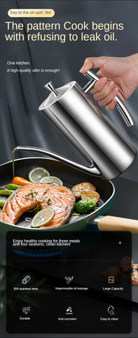 304 Stainless Steel Oil Pot Kitchen Oil Tank Sauce Vinegar Drip-Proof Dust-Proof Oil Storage Container To Store Kitchen Tools