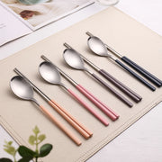 8Pcs Tableware Set Stainelss Steel Cutlery Set Korean Spoons Chopsticks Dinner Set Kitchenware Dinnerware Set Spoon Cutlery Set