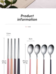 8Pcs Tableware Set Stainelss Steel Cutlery Set Korean Spoons Chopsticks Dinner Set Kitchenware Dinnerware Set Spoon Cutlery Set