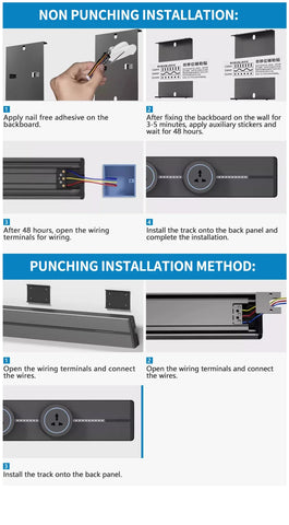 Wall power rail socket, kitchen aluminum expansion socket 40cm 50cm, built-in socket on countertop