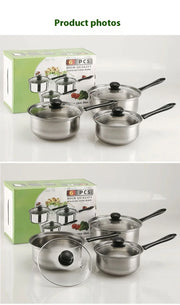 Stainless steel cookware set 6PCS induction cooker burner general 16-18-20 CM specification