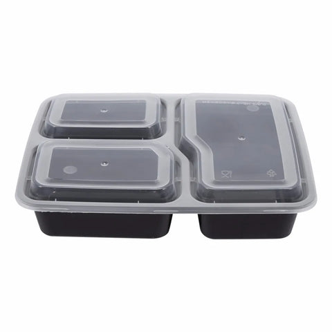 Plastic Reusable Bento Box Meal Storage Food Prep Lunch Box 3 Compartment Reusable Microwavable Containers Home Lunchbox