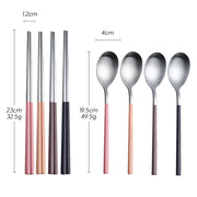 8Pcs Tableware Set Stainelss Steel Cutlery Set Korean Spoons Chopsticks Dinner Set Kitchenware Dinnerware Set Spoon Cutlery Set