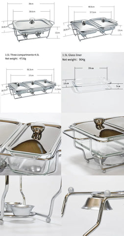 Luxury silvery food warm serving dish 3.6l chafing dish for party wedding hotel