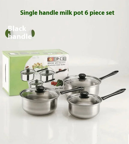 Stainless steel cookware set 6PCS induction cooker burner general 16-18-20 CM specification