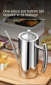 304 Stainless Steel Oil Pot Kitchen Oil Tank Sauce Vinegar Drip-Proof Dust-Proof Oil Storage Container To Store Kitchen Tools