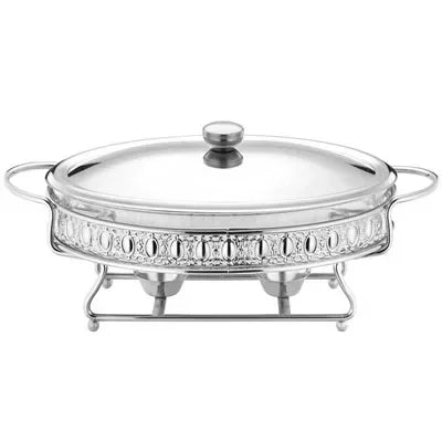 Luxury Golden Oval Food Warmer Hotel Wedding Chafing Dish Stainless Steel Glass Serving Dish Buffet Server and Hot Pot