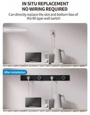 Wall power rail socket, kitchen aluminum expansion socket 40cm 50cm, built-in socket on countertop