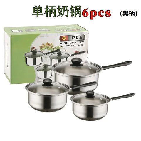 Stainless steel cookware set 6PCS induction cooker burner general 16-18-20 CM specification