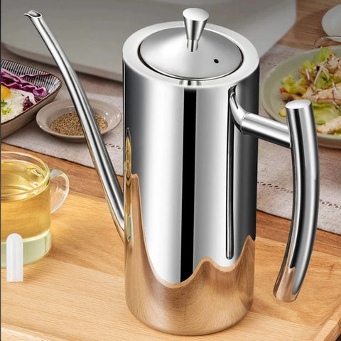 304 Stainless Steel Oil Pot Kitchen Oil Tank Sauce Vinegar Drip-Proof Dust-Proof Oil Storage Container To Store Kitchen Tools