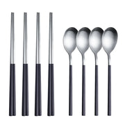 8Pcs Tableware Set Stainelss Steel Cutlery Set Korean Spoons Chopsticks Dinner Set Kitchenware Dinnerware Set Spoon Cutlery Set