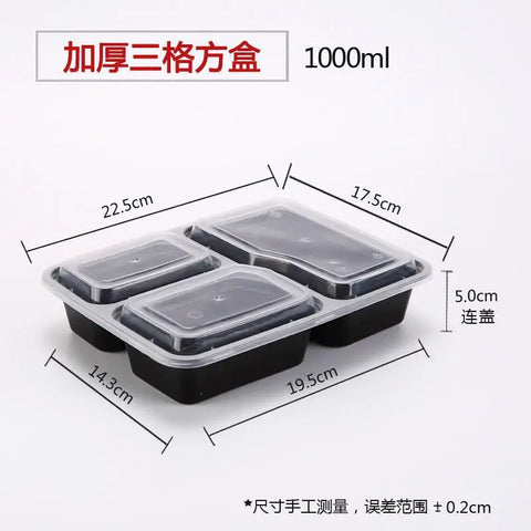 Plastic Reusable Bento Box Meal Storage Food Prep Lunch Box 3 Compartment Reusable Microwavable Containers Home Lunchbox