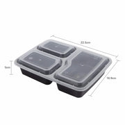 Plastic Reusable Bento Box Meal Storage Food Prep Lunch Box 3 Compartment Reusable Microwavable Containers Home Lunchbox