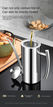 304 Stainless Steel Oil Pot Kitchen Oil Tank Sauce Vinegar Drip-Proof Dust-Proof Oil Storage Container To Store Kitchen Tools