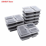 Plastic Reusable Bento Box Meal Storage Food Prep Lunch Box 3 Compartment Reusable Microwavable Containers Home Lunchbox