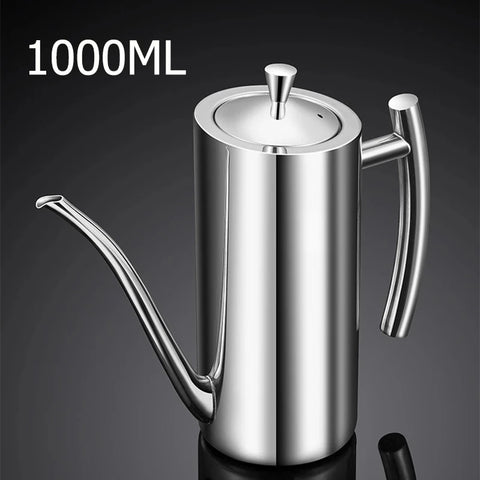 304 Stainless Steel Oil Pot Kitchen Oil Tank Sauce Vinegar Drip-Proof Dust-Proof Oil Storage Container To Store Kitchen Tools