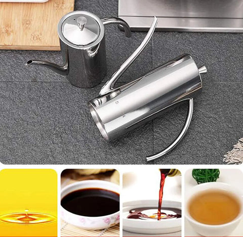 304 Stainless Steel Oil Pot Kitchen Oil Tank Sauce Vinegar Drip-Proof Dust-Proof Oil Storage Container To Store Kitchen Tools