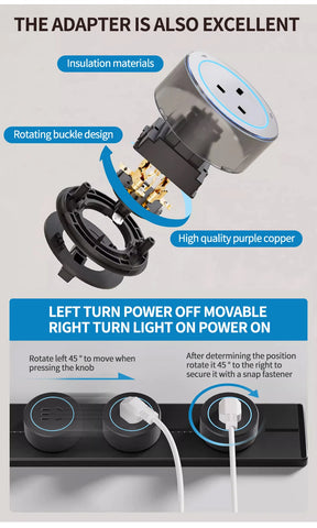 Wall power rail socket, kitchen aluminum expansion socket 40cm 50cm, built-in socket on countertop