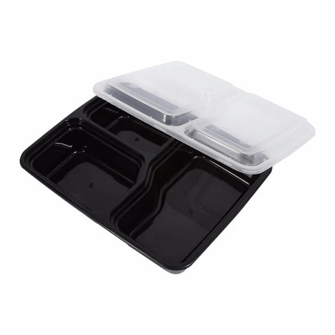 Plastic Reusable Bento Box Meal Storage Food Prep Lunch Box 3 Compartment Reusable Microwavable Containers Home Lunchbox